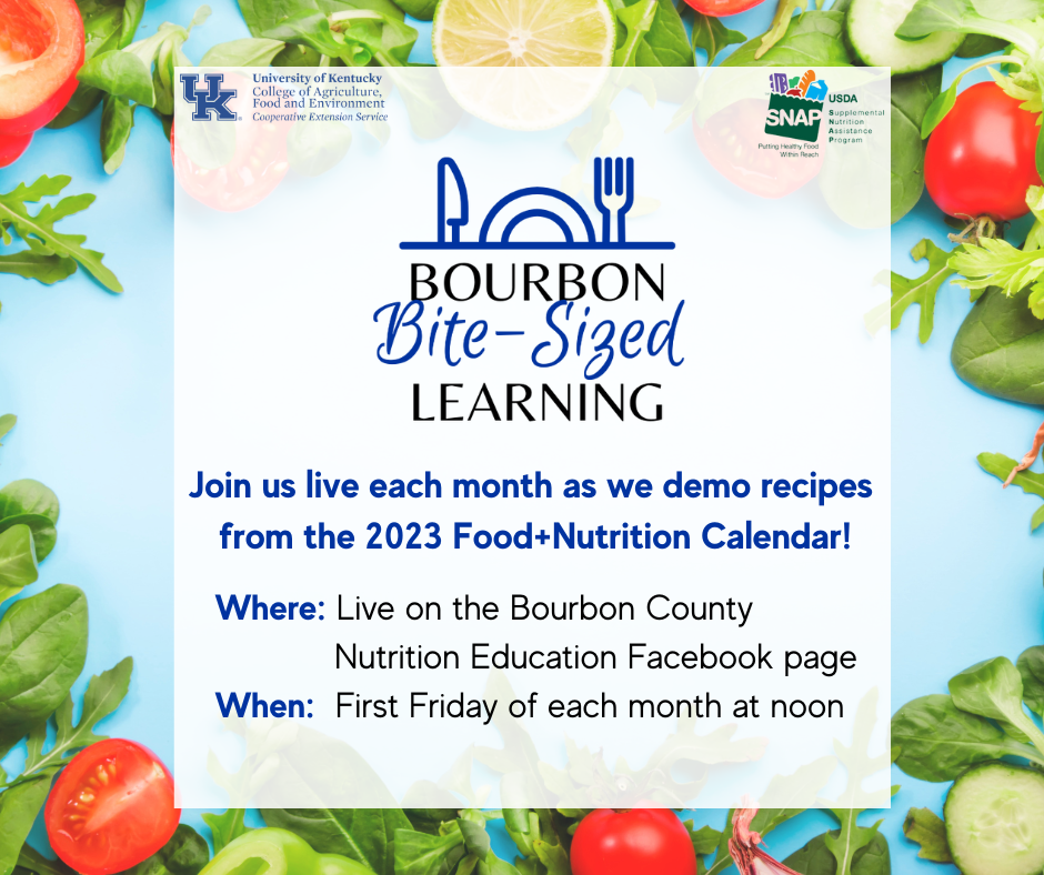 Food background with Bite-Sized Learning information
